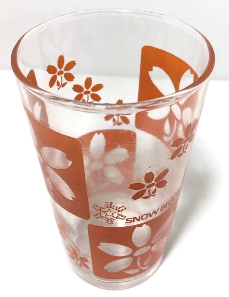 Amazon.co.jp: 昭和レトログラス5点まとめて雪印 オレンジ花柄